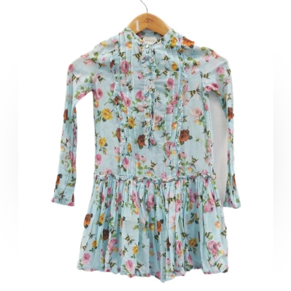 GUCCI Girls Floral Print Green Blue Dress - Picture 4 of 14